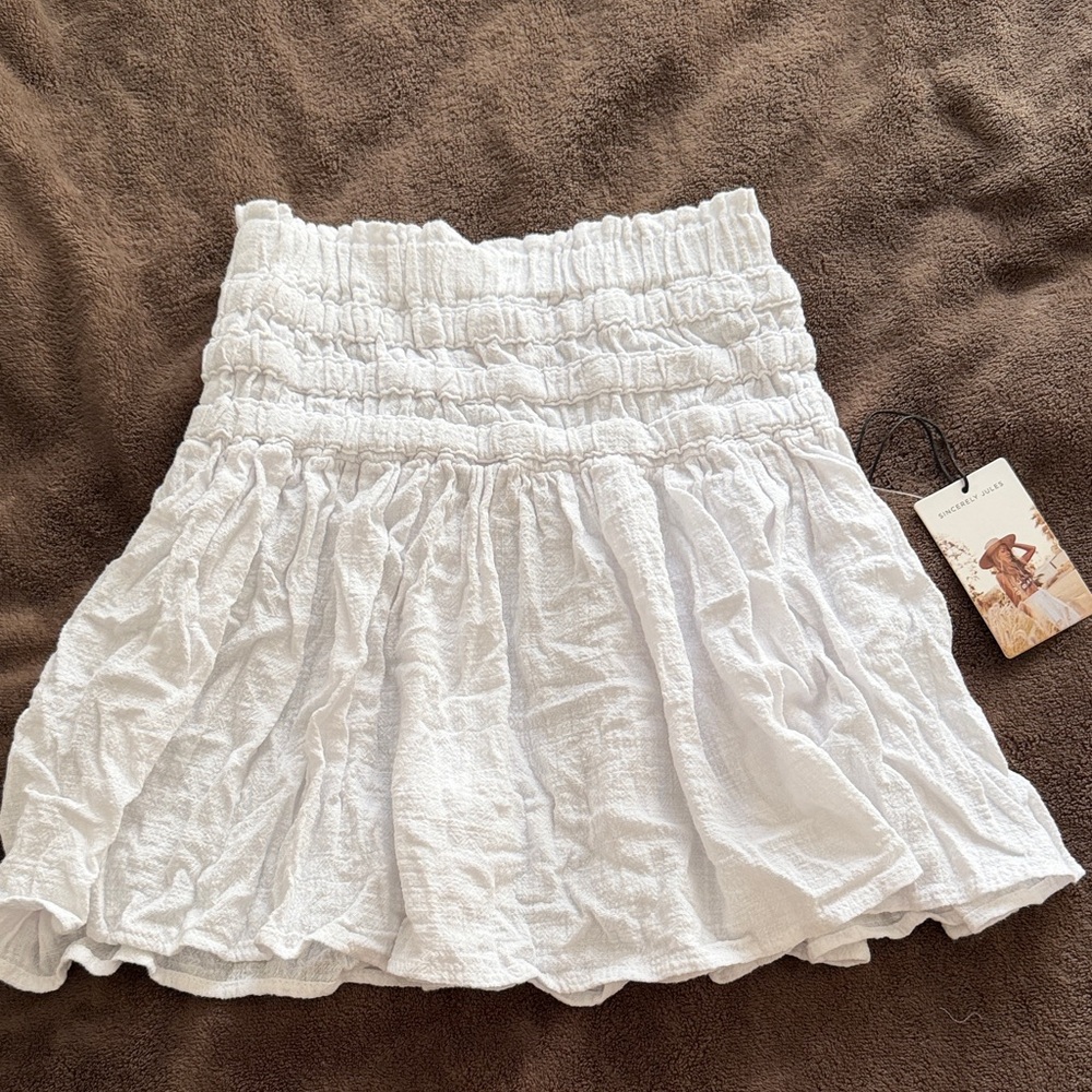 Sincerely Jules White Smocked Mini Skirt